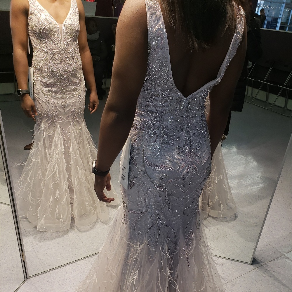 Lilac/light purple beaded feathers size 6 gown